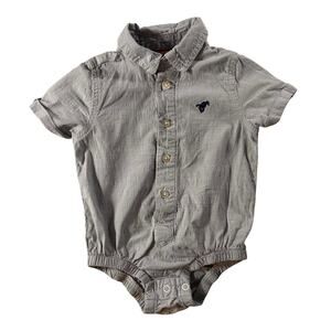 Wrangler Baby Toddler One Piece shirt 18 Months Collared Button Baby Blue Denim